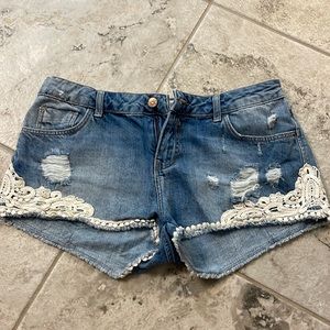 Zara distressed denim shorts